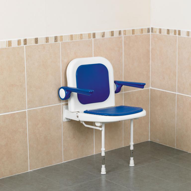 Bariatric Wall Mounted Shower Seat with Back, Arms & Legs – SYNC Living